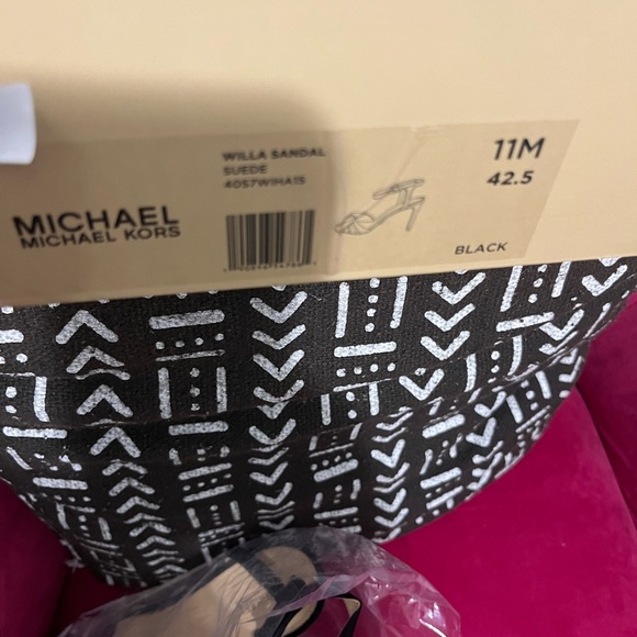 New Michael Kors Women's Black Suede Open Toe Ankle Strap Bow Sandal Size 11 - Picture 5 of 6